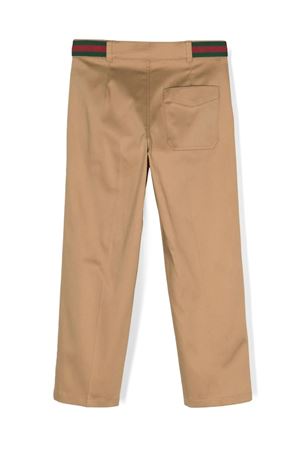 Beige stretch-cotton trousers GUCCI KIDS | 737990XWA0I9813